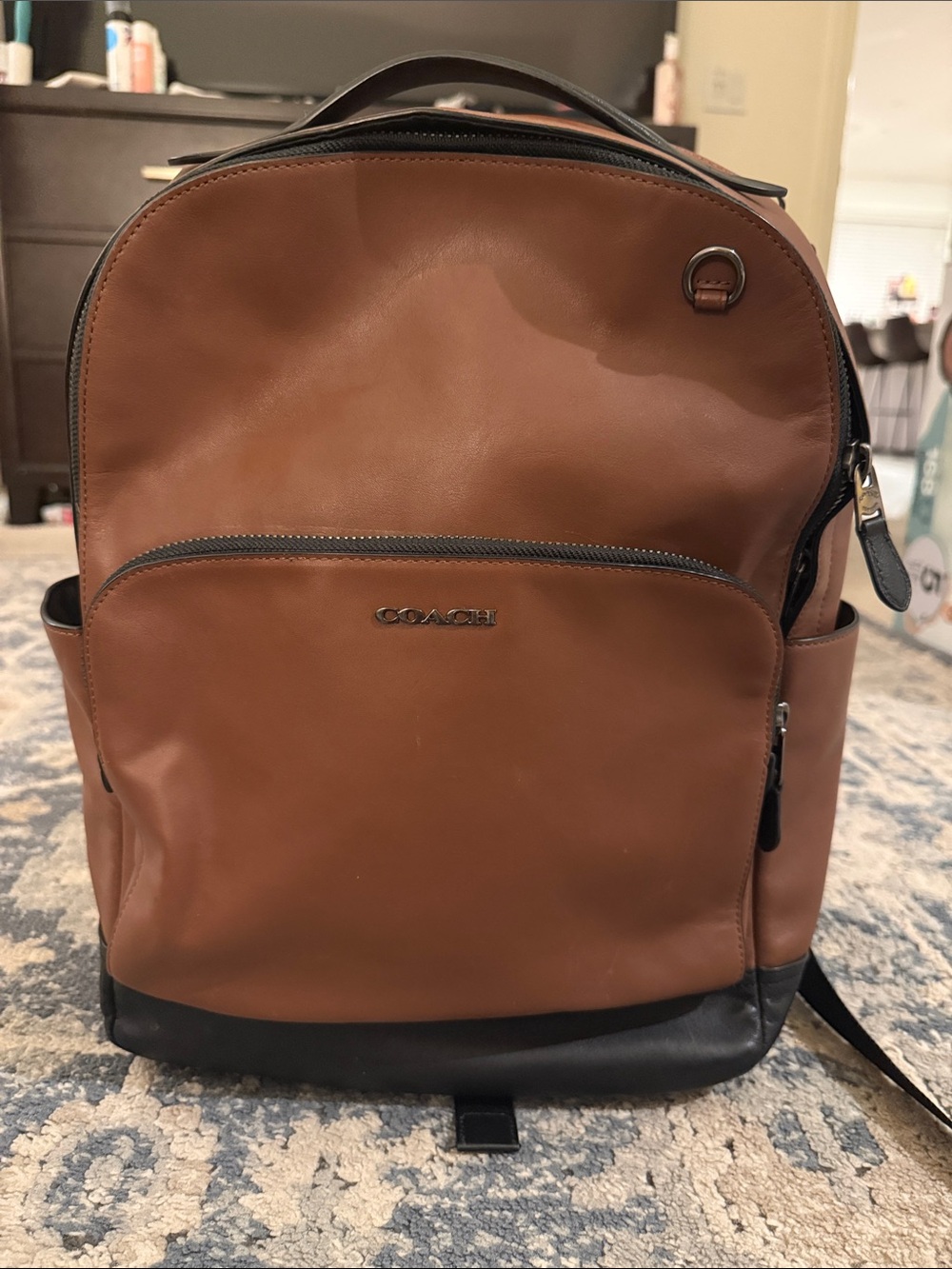Coach Men's Two-Tone Brown and Black Leather Backpack
